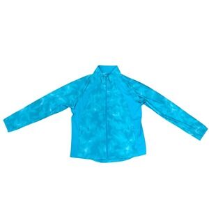 Athleta Run With It Printed Jacket Turquoise Tie Dye Full Zip Athletic XL